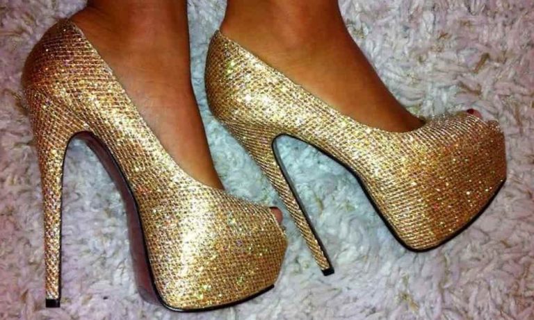 Gold high heel women’s shoes