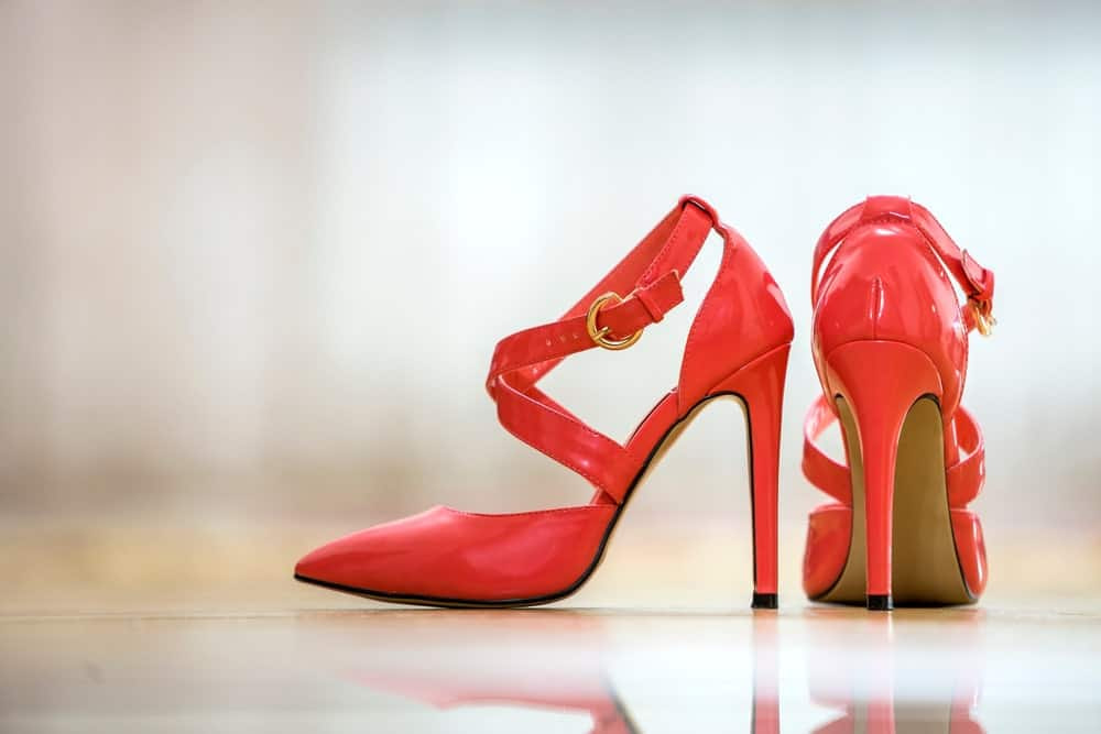  leather formal shoes for ladies with red leather 