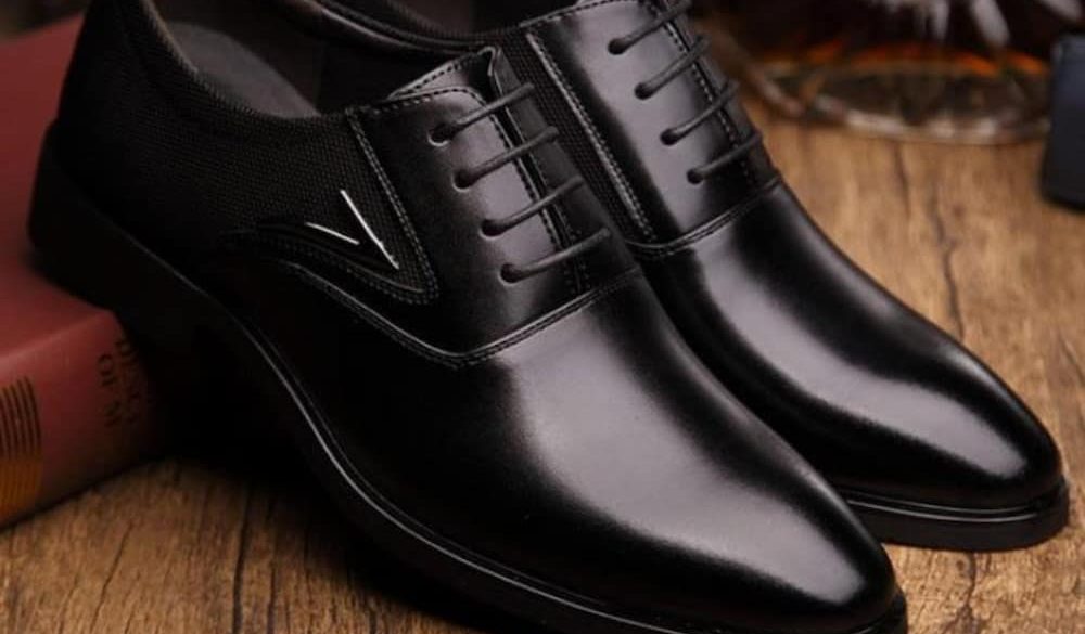  black leather shoes for men's business 